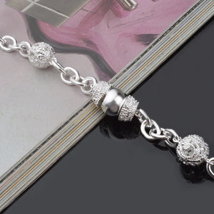 925 Silver Bracelet for Women Circle Chain Wedding Party Jewelry