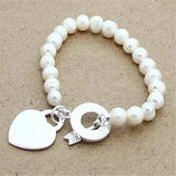 925 Silver Pendant Freshwater Pearl Bracelet Wedding Gift
