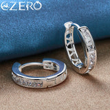 925 Silver Crystal Zircon Hoop Earrings Wedding Party Jewelry Gift