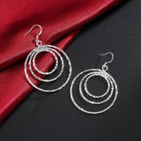 925 Sterling Silver Three Circle Big Earrings for Women High Jewelry Party Gift