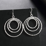 925 Sterling Silver Three Circle Big Earrings for Women High Jewelry Party Gift