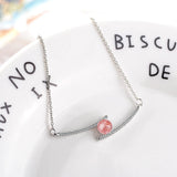 925 Silver Strawberry Crystal Zircon Necklace Choker