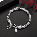 Dragon Head Chain Bracelet 925 Silver Men's Jewelry