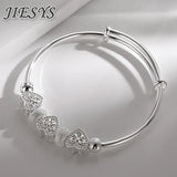 925 Silver Heart Bangles for Women - Wedding Party Bracelets