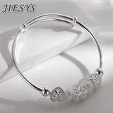 925 Silver Heart Bangles for Women - Wedding Party Bracelets