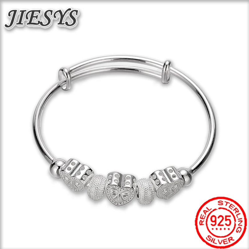 925 Silver Heart Bangles for Women - Wedding Party Bracelets