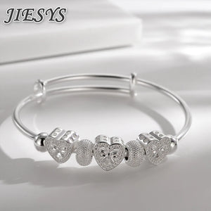 925 Silver Heart Bangles for Women - Wedding Party Bracelets