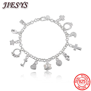 925 Silver Bracelet Crystal Heart Wedding
