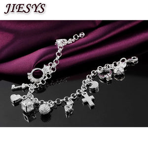 925 Silver Bracelet Crystal Heart Wedding