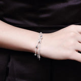 925 Sterling Silver Bracelets Necklace Set Oval Beads Chain 18 Inch Gift