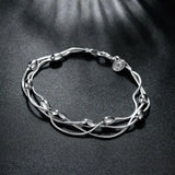 925 Sterling Silver Bracelets Necklace Set Oval Beads Chain 18 Inch Gift