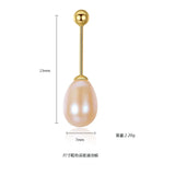 925 Sterling Silver Earrings Natural Pearl Golden Woman Silver Ear Nail