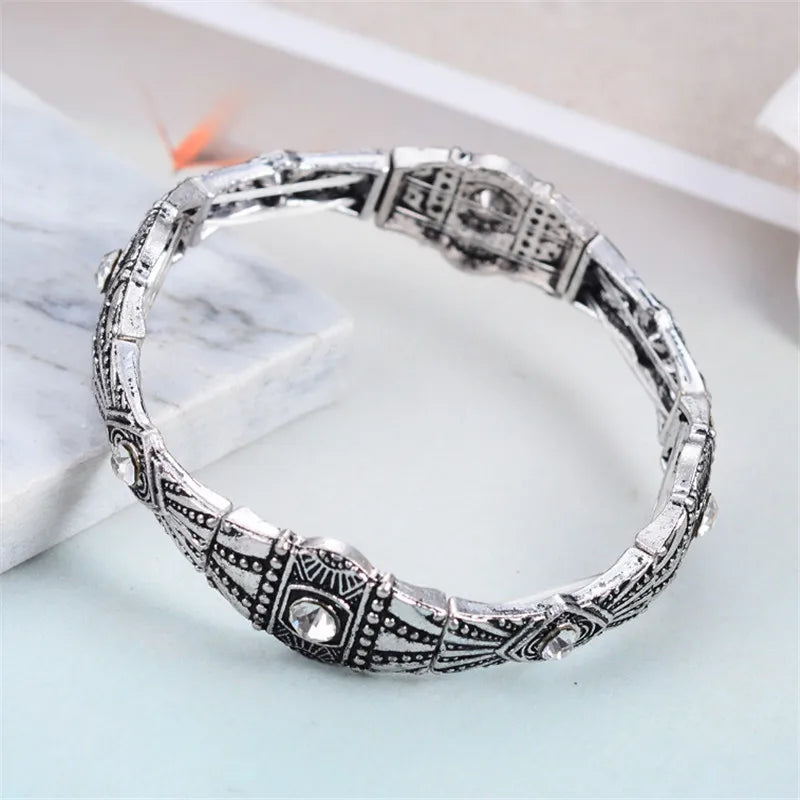 Rhinestone Crystal Alloy Vintage Bracelet Ethnic Jewelry