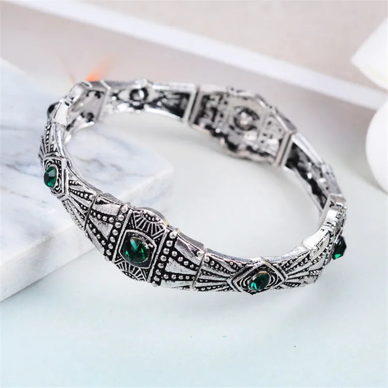 Rhinestone Crystal Alloy Vintage Bracelet Ethnic Jewelry