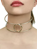 Circular Collar Metal Torsion Choker Necklace Statement Jewelry