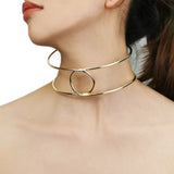 Circular Collar Metal Torsion Choker Necklace Statement Jewelry