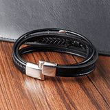 Charm Anchor Stainless Steel Men Leather Bracelet Gift