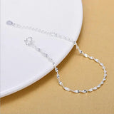 Silver 925 Wave Chain Anklets Bracelet Lady Party Accessories