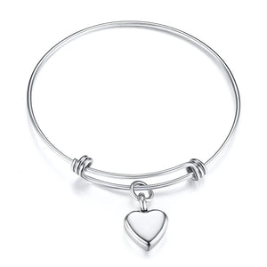 Heart Bangle Bracelet Keepsake Memorial Gift Ladies Cremation Jewelry