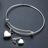 Heart Bangle Bracelet Keepsake Memorial Gift Ladies Cremation Jewelry