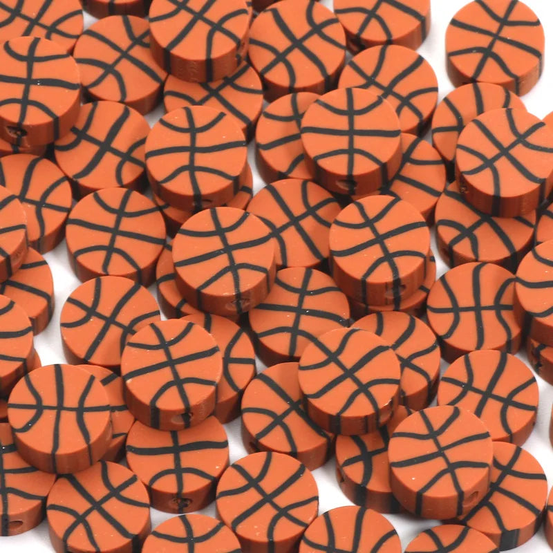 Basketball Clay Spacer Beads for Jewelry Making DIY Key Chain Accessories