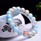 Natural Stone Snakeskin Jaspers Charm Beads Bracelet for Women