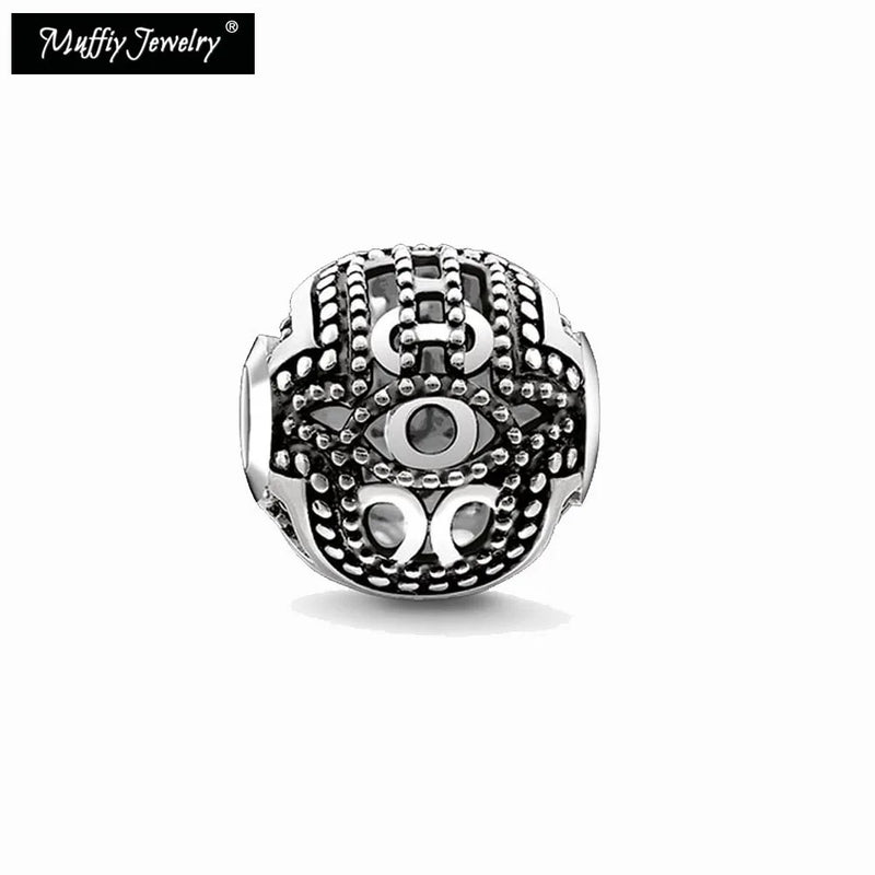 Hamsa Hand Charm Bead Silver 5mm Hole for Necklace Bracelet Earring