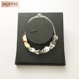 Skull Charm Beads for Bracelet, Silver with Zirconia, 5mm Hole