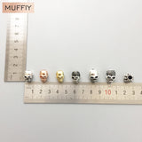 Skull Charm Beads for Bracelet, Silver with Zirconia, 5mm Hole