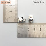Skull Charm Beads for Bracelet, Silver with Zirconia, 5mm Hole