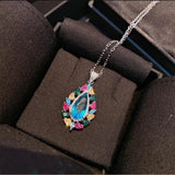 Crystal Water Drop Pendant Choker Chain Necklace for Women
