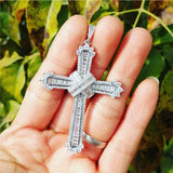 925 Silver Cross Pendant Necklace with Cz for Wedding Party