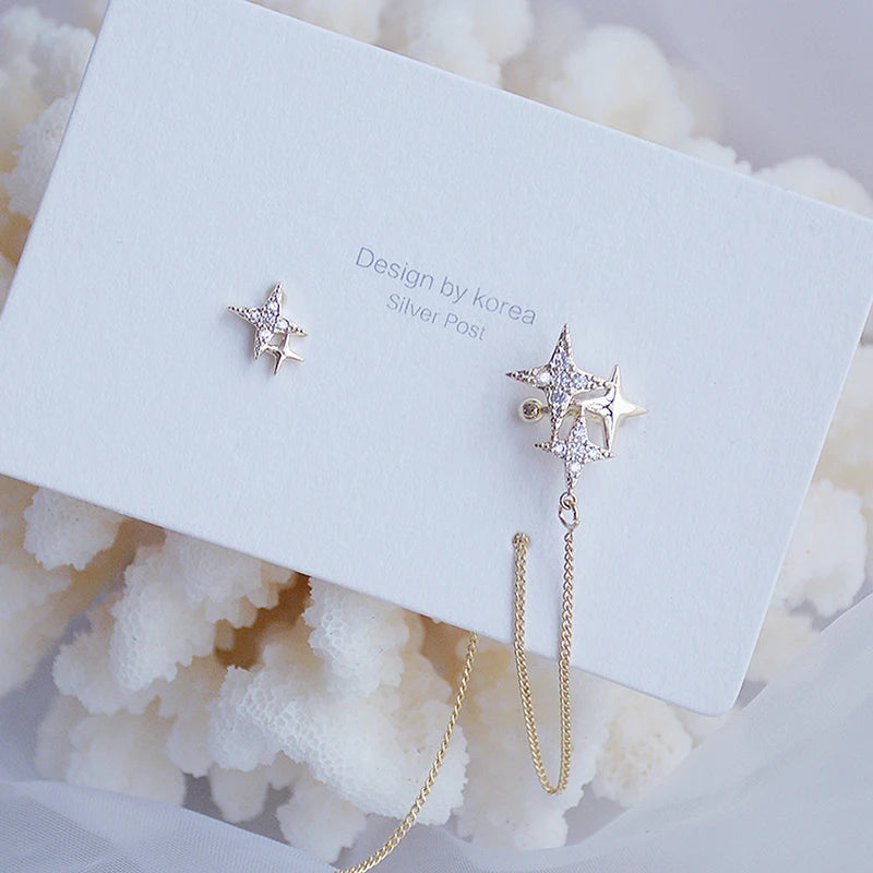 Bling Star Tassel Chain Earring Wedding Accessories