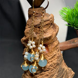 Vintage Chinese Jade Pearl Tassel Drop Earrings