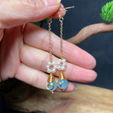 Vintage Chinese Jade Pearl Tassel Drop Earrings