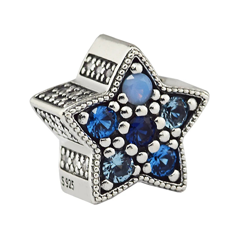 Charm Sparkling Stars 925 Sterling Silver Beads for Moments Bracelet
