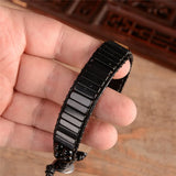 Boho Leather Wrap Bracelet with Beaded Cuff