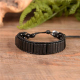 Boho Leather Wrap Bracelet with Beaded Cuff