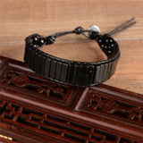 Boho Leather Wrap Bracelet with Beaded Cuff