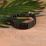 Boho Leather Wrap Bracelet with Beaded Cuff