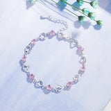 Heart Shaped Sapphire Zircon Gemstone Bracelet 925 Silver Jewelry