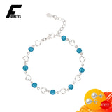 Heart Shaped Sapphire Zircon Gemstone Bracelet 925 Silver Jewelry