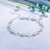 Heart Shaped Sapphire Zircon Gemstone Bracelet 925 Silver Jewelry