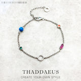 925 Silver Charm Bracelet Coloured Stones Chain Stylish Gift