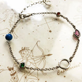 925 Silver Charm Bracelet Coloured Stones Chain Stylish Gift