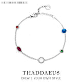 925 Silver Charm Bracelet Coloured Stones Chain Stylish Gift