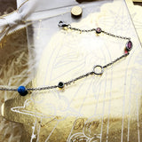925 Silver Charm Bracelet Coloured Stones Chain Stylish Gift