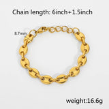 Punk Ins Pig Nose Chain Bracelet Titanium Steel Coffee Bean Bracelet