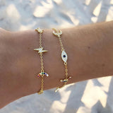 Moon Star Rainbow Charm Bracelet 925 Silver Girls Party Jewelry
