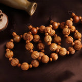 Lotus Bead Peach Wood Charm Bracelet 16mm Elastic Men Women Ethnic Style Jewelry